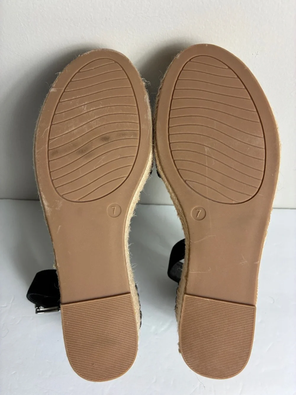 Women’s Black Espadrille Platform Sandals Ankle Strap Beach Vacation Cruise Sz 7